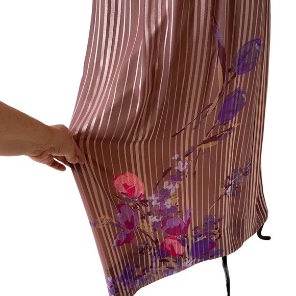 Hanae Mori Vintage 70s Womens Maxi Dress Size 12 Pink Purple Floral Chiffon - Picture 9 of 16